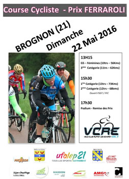 Course cycliste "prix ferraroli Brognon" organisée par le VCRE 